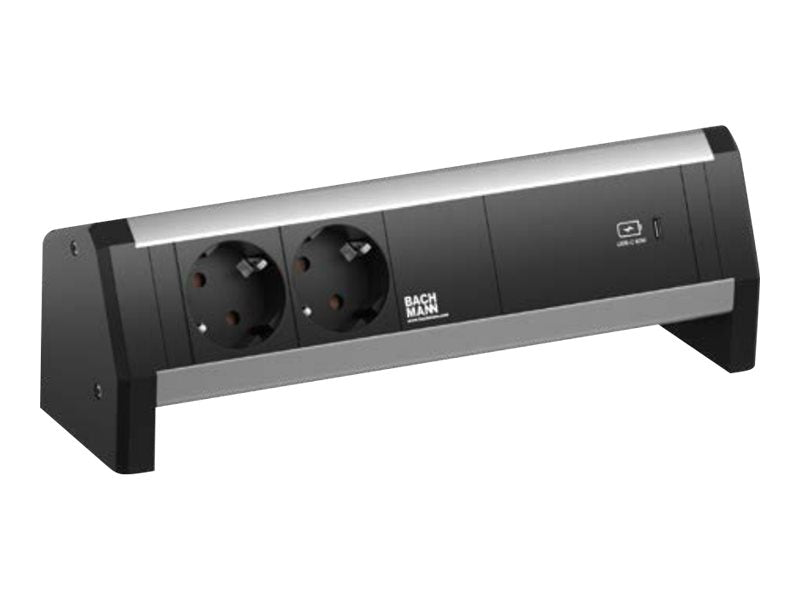 BACHMANN DESK 2xSchutzkontakt 1xUSB A&C USB Charger 22W Charger GST18 - Vorderansicht