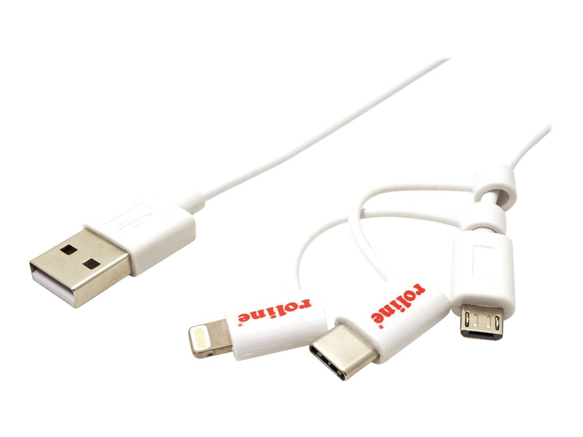 ROLINE USB 2.0 Sync- & Ladekabel Typ A - Typ C / 8-Pin / USB MicroB Verpackung