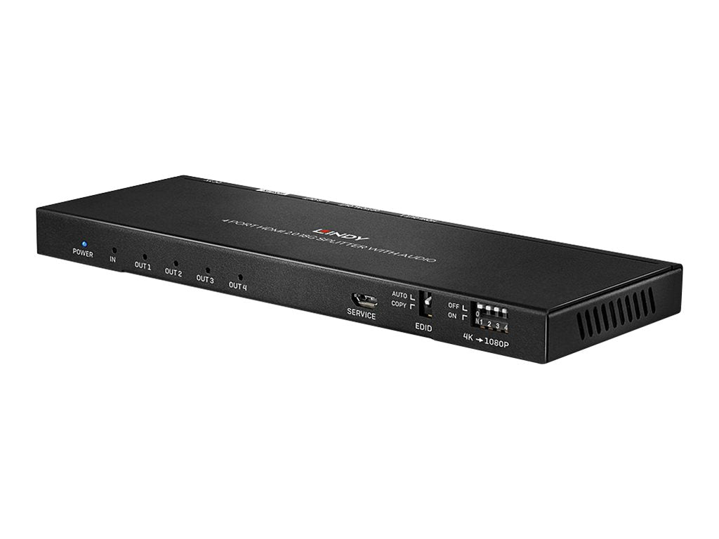LINDY 4 Port HDMI 2.0 4K60 Splitter - Detailansicht der Anschlüsse