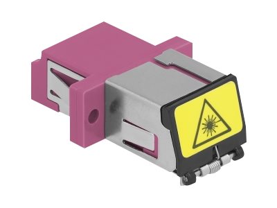 DELOCK LWL Kupplung mit Laserschutzklappe LC Duplex Buchse zu LC Duplex Buchse Multimode violett