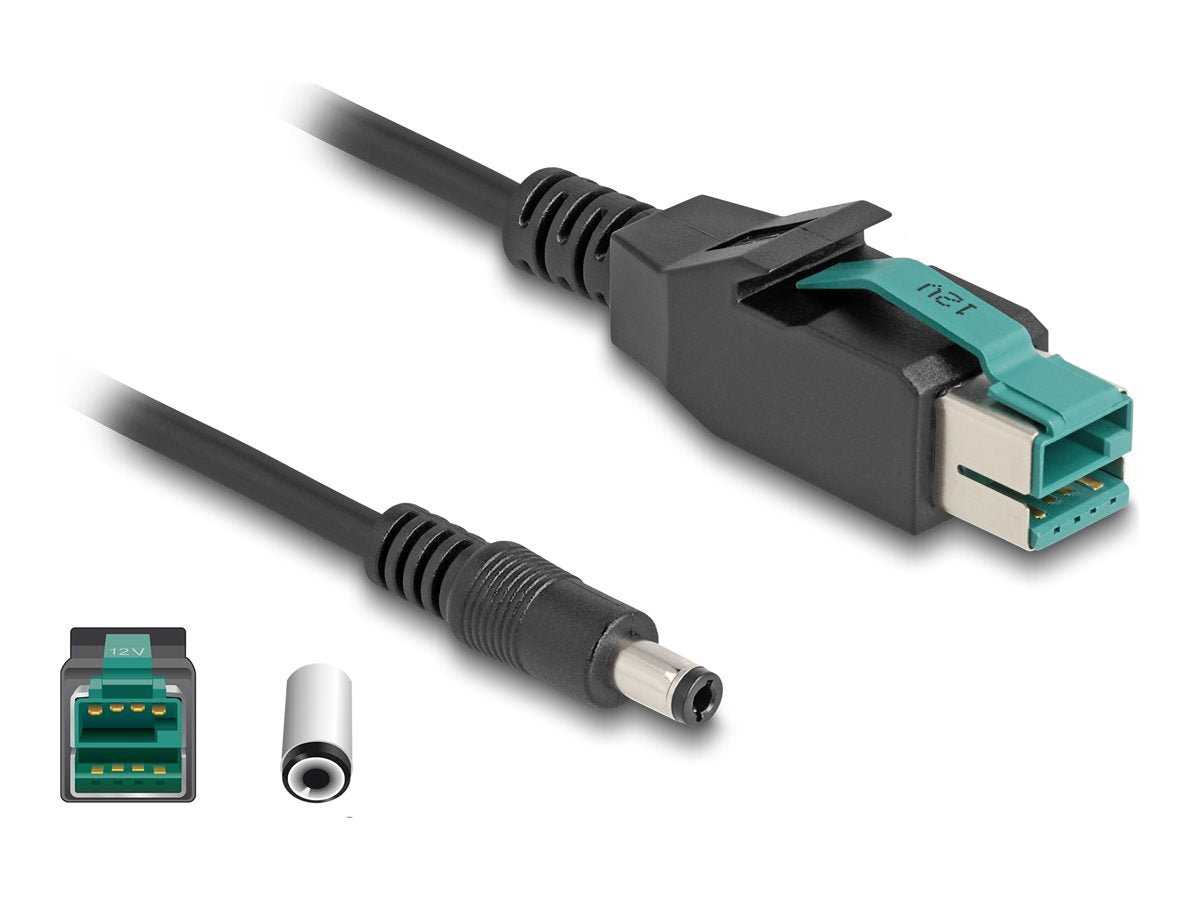 DELOCK PoweredUSB Kabel Stecker 12 V zu DC 5,5 x 2,5mm Stecker 3m - Vorderansicht