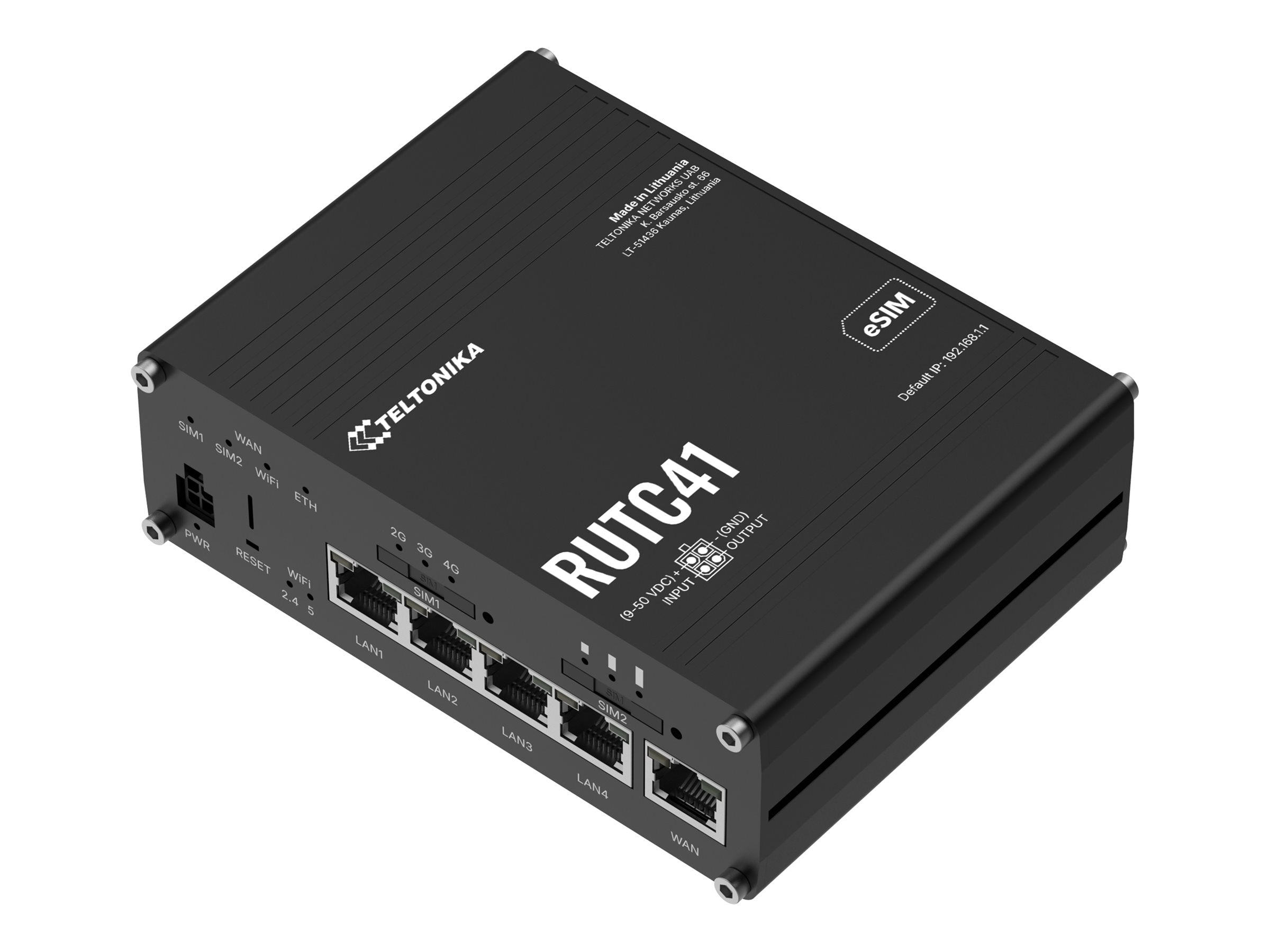 TELTONIKA NETWORKS RUTC41 4G/LTE WiFi DUAL-BAND Edge Router - Vorderansicht