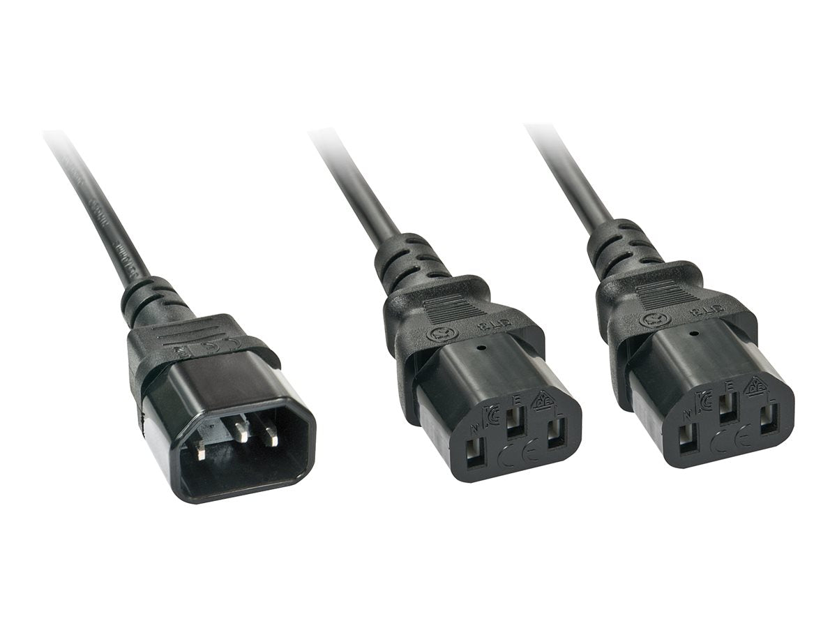 LINDY 2m IEC C14 auf 2x IEC C13 Y-Netzkabel Detailansicht