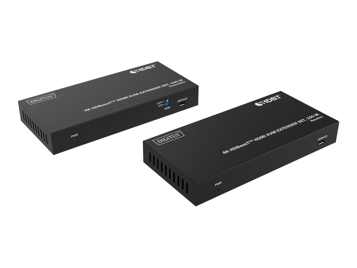DIGITUS HDBaseT KVM Extender Set 150m 4K/60Hz USB 1.1 PoC IR black - Vorderansicht