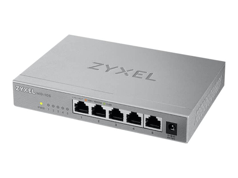 ZYXEL MG-105 5 Port 2,5G MultiGig Switch nicht verwaltet - Rückansicht