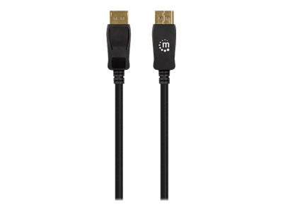 MANHATTAN 8K60Hz DisplayPort 1.4 Kabel Stecker auf Stecker 2m HDR vergoldete Kontakte Rastnase und geflochtene Ummantelung schwarz