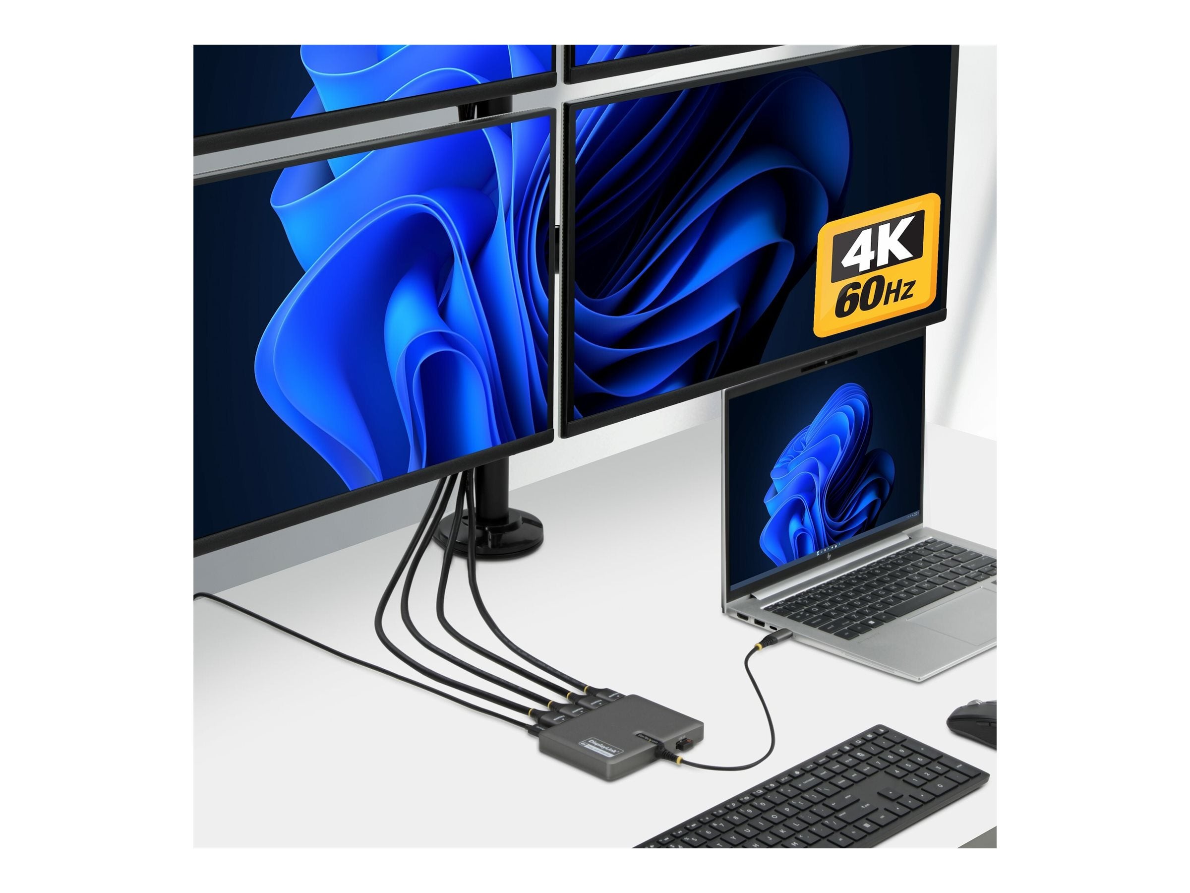 STARTECH.COM USB-C zu 4-Monitor Workstation Adapter 4K 60Hz HDMI 140W PD Passthrough USB fur Tastatur und Maus TAA