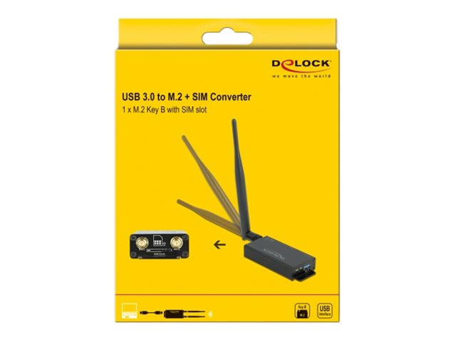 DELOCK USB 3.0 Konverter für M.2 Key B Modul mit SIM Slot - Vorderansicht