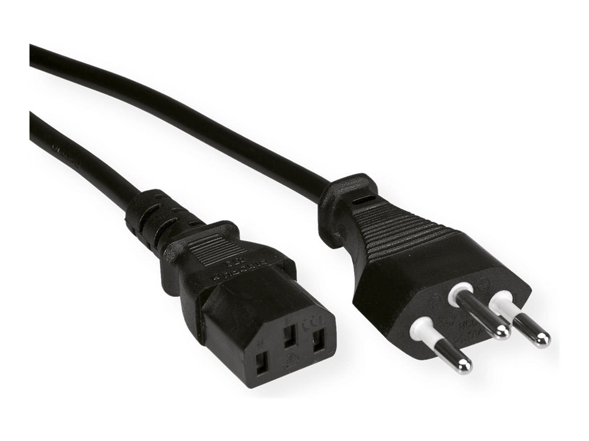 VALUE Netzkabel T12 auf C13 schwarz 0,8m - Vorderansicht
