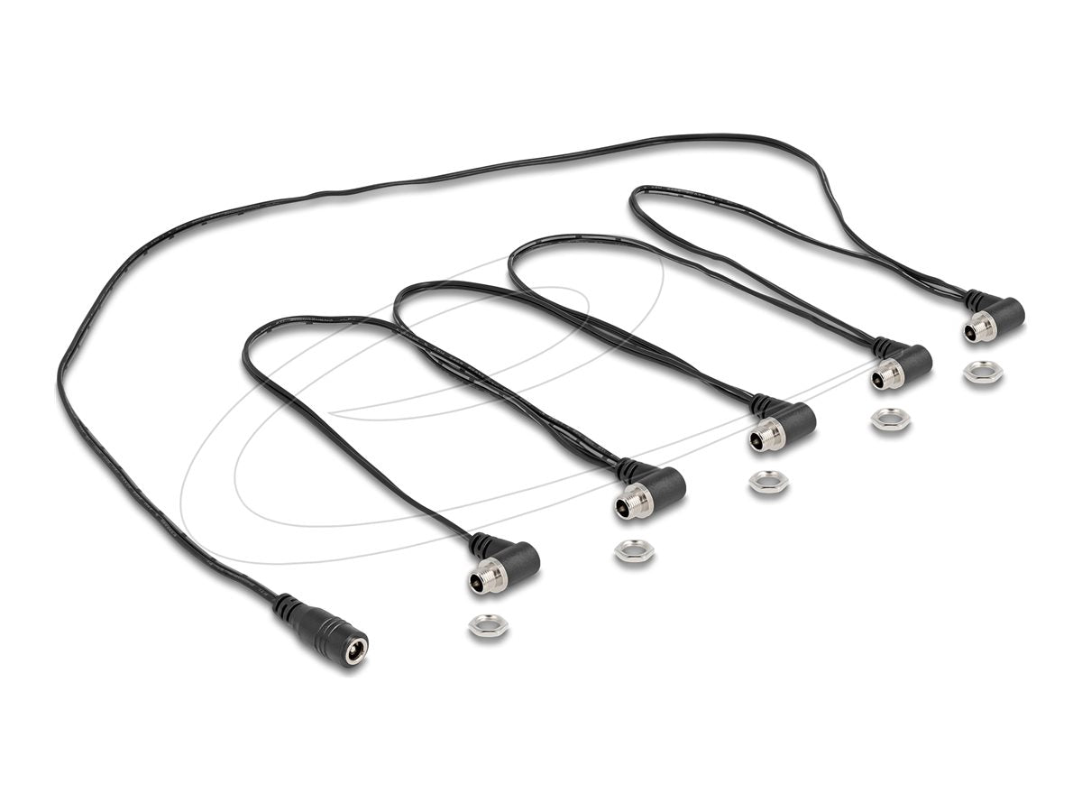DELOCK DC Splitter Kabel 1 x Buchse gerade zu 5 x Buchse 5,5 x 2,1mm 90 gewinkelt - Vorderansicht