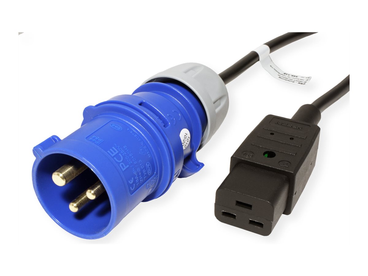BACHMANN Kabel Stecker IEC60309-Blau - Kupplung C19 3m 16A schwarz - Vorderansicht