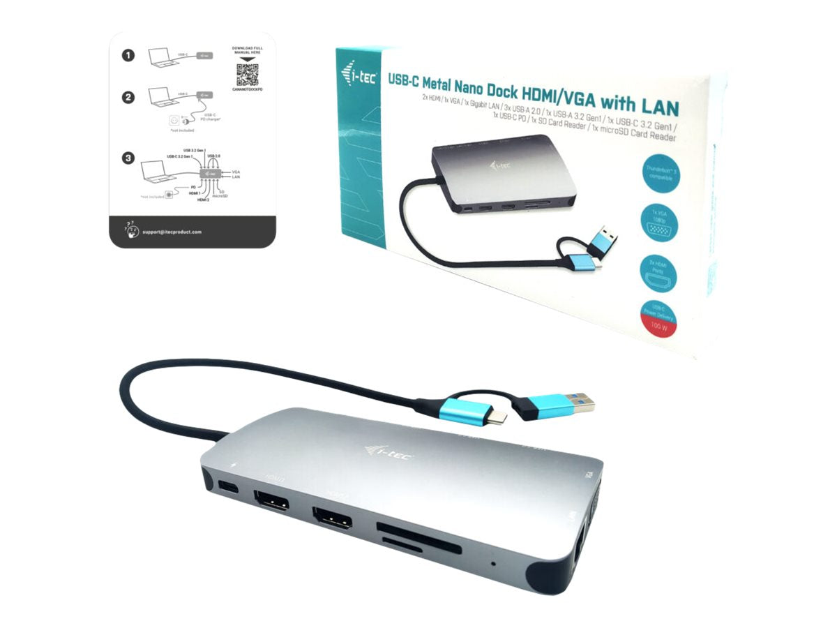 I-TEC USB-C Metal Nano Dock Rückansicht