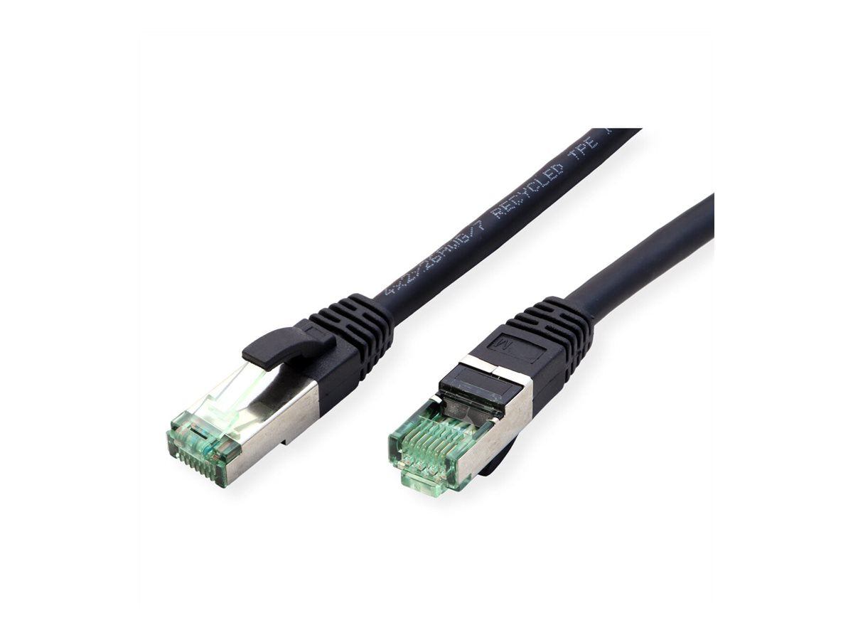 ROLINE RM Patchkabel Kat.6A S/FTP PiMF schwarz 1,5m - Vorderansicht