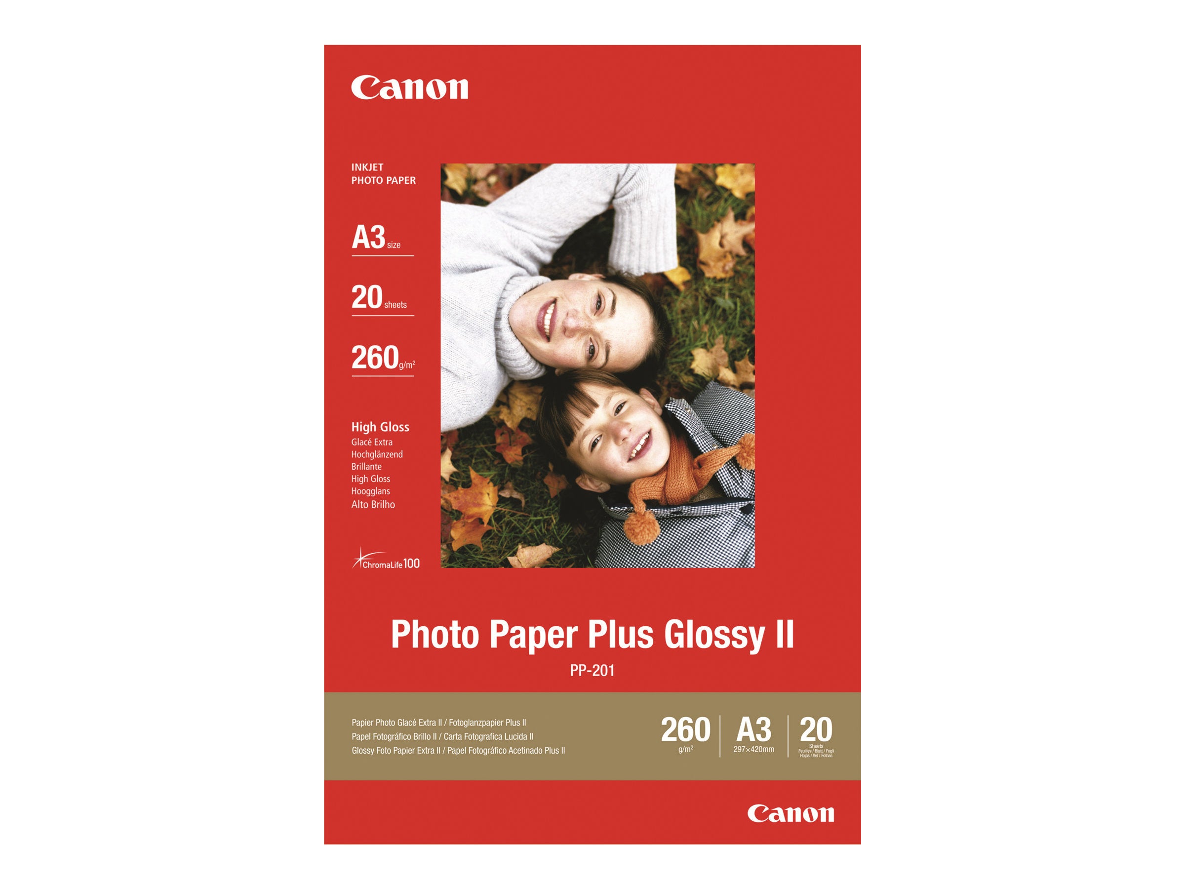 CANON PP-201 Foto Papier 260g/m2 A3 20 Blatt Vorderansicht