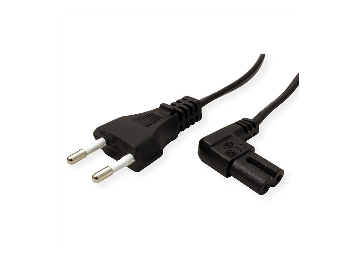VALUE Netzkabel Euro-Flachstecker auf C7 gewinkelt 2polig schwarz 1,8m - Verpackung