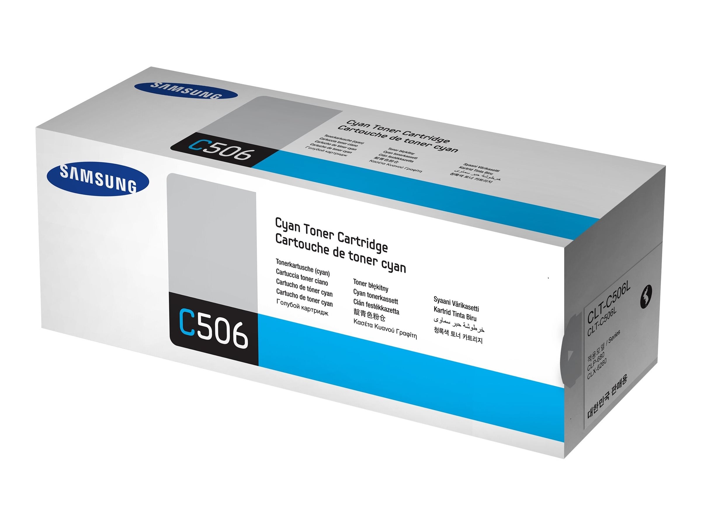 Verpackung der SAMSUNG original Toner cartridge LT-Cartridge506L/ELS High Yield Cyan Toner cartridge SU038A