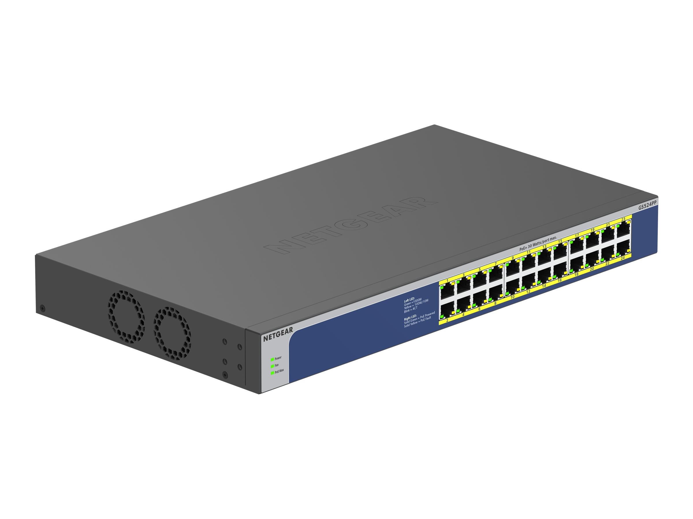 NETGEAR 24PT GIGE UNMNGED SWTCH W/ POE++ Vorderansicht