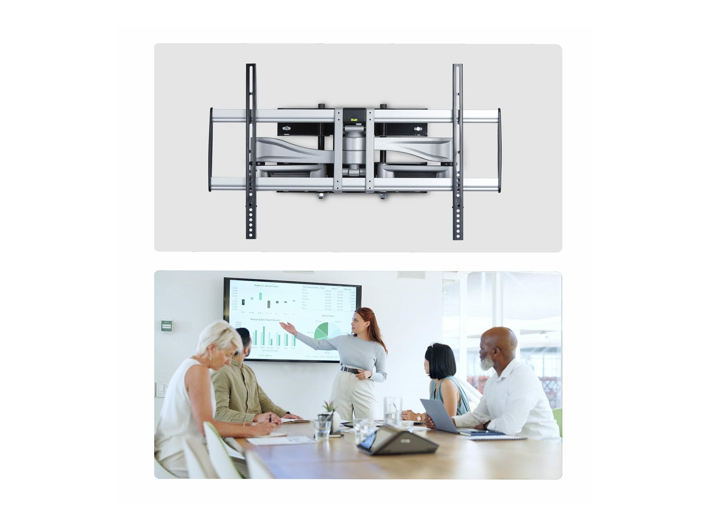 STARTECH.COM Robuste vollbewegliche TV-Wandhalterung fur Flachbildschirme bis 100 Zoll und 85 kg flaches Design TAA