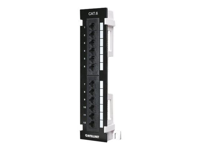 INTELLINET 12-Port Cat6 Patchpanel Wandmontage UTP Vorderansicht