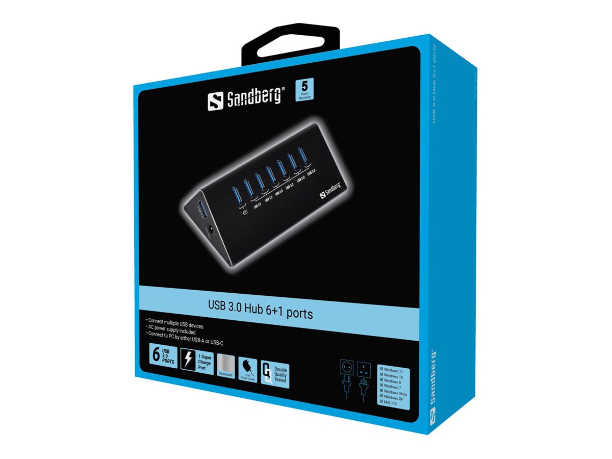 SANDBERG USB 3.0 Hub 7 ports Vorderansicht