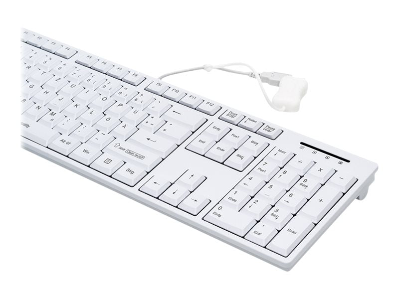 GETT GCQ CleanType Easy Basic Tastatur mit Kunststoffgehaeuse IP 68 NUM-Block 105 Tasten USB Farbe: weiss Layout: CH