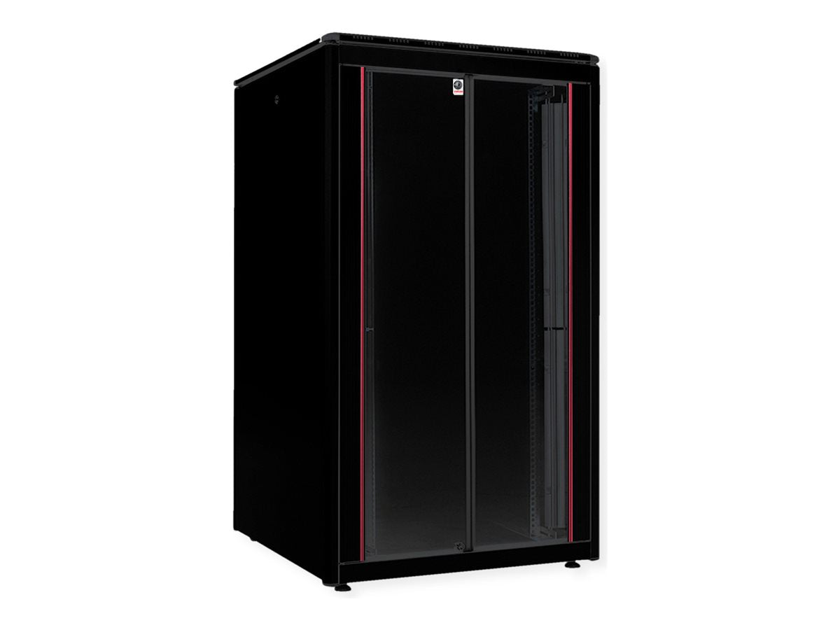 ROLINE Netzwerkschrank Pro 48,26cm 19Zoll 26 HE 800x800 BxT Glastür schwarz - Vorderansicht