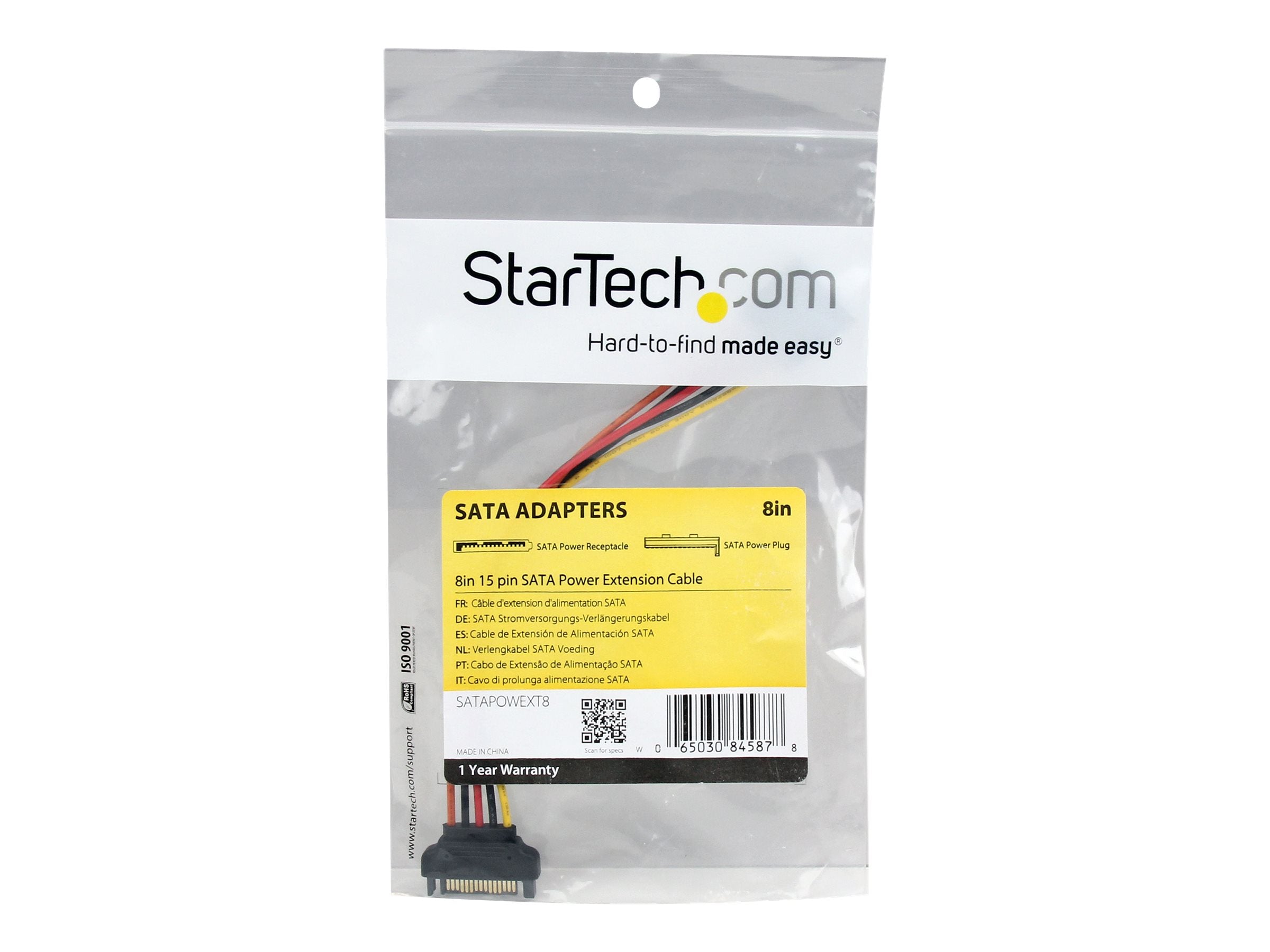 STARTECH.COM 8in 15 pin SATA Power Extension Cable Vorderansicht