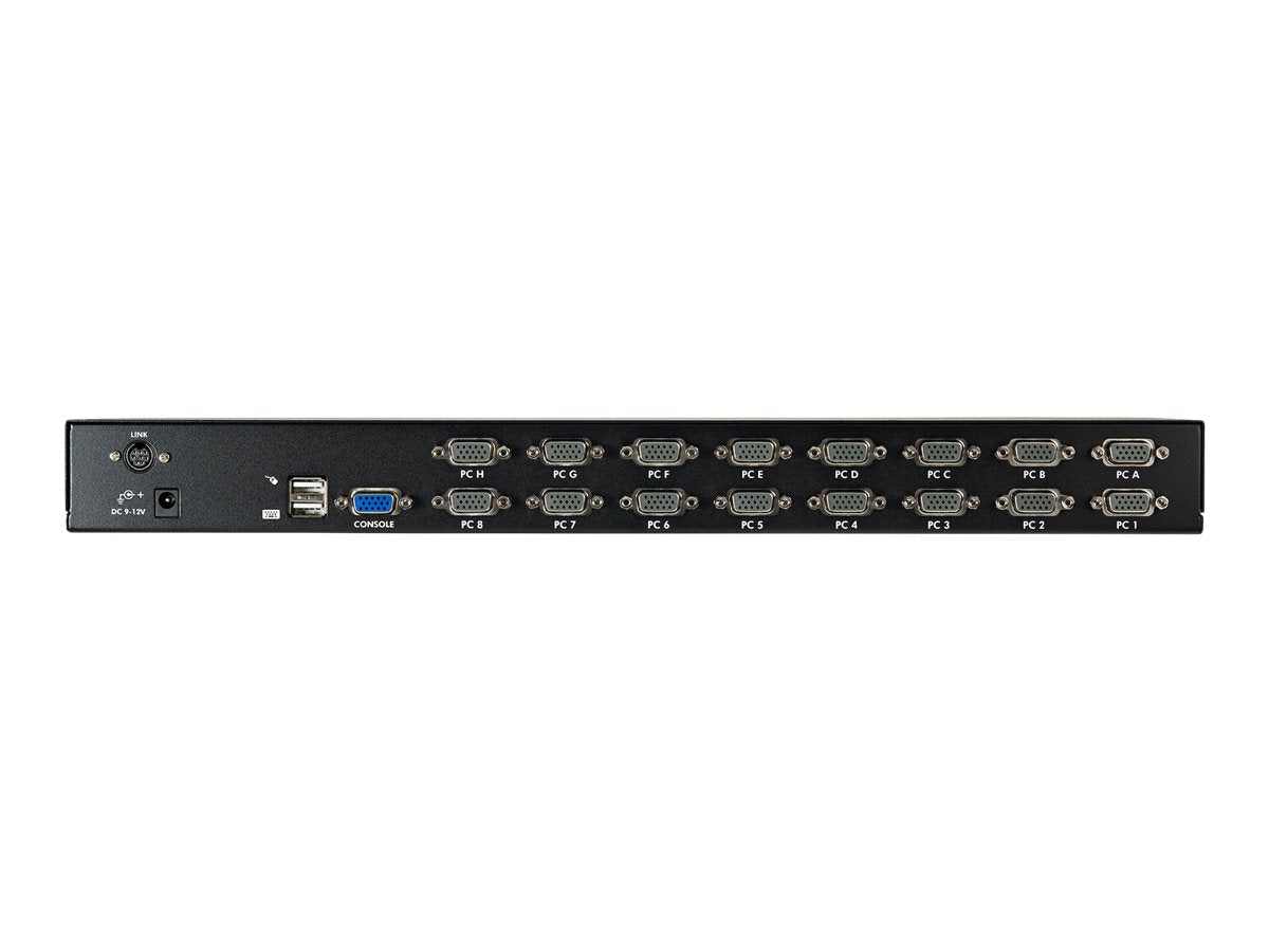 Detailansicht der Anschlüsse des STARTECH.COM 16 Port 1HE USB VGA KVM Switch