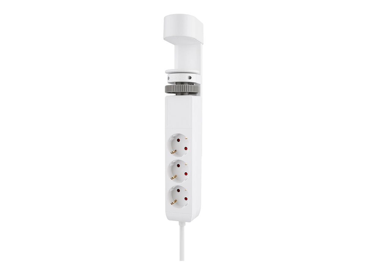 NEOMOUNTS VOLT Desk Clamp socket with Quick-charge USB Ports clamp 0-50mm 3x type-F 230V 1x USB-A 18W 2x USB-C 20W