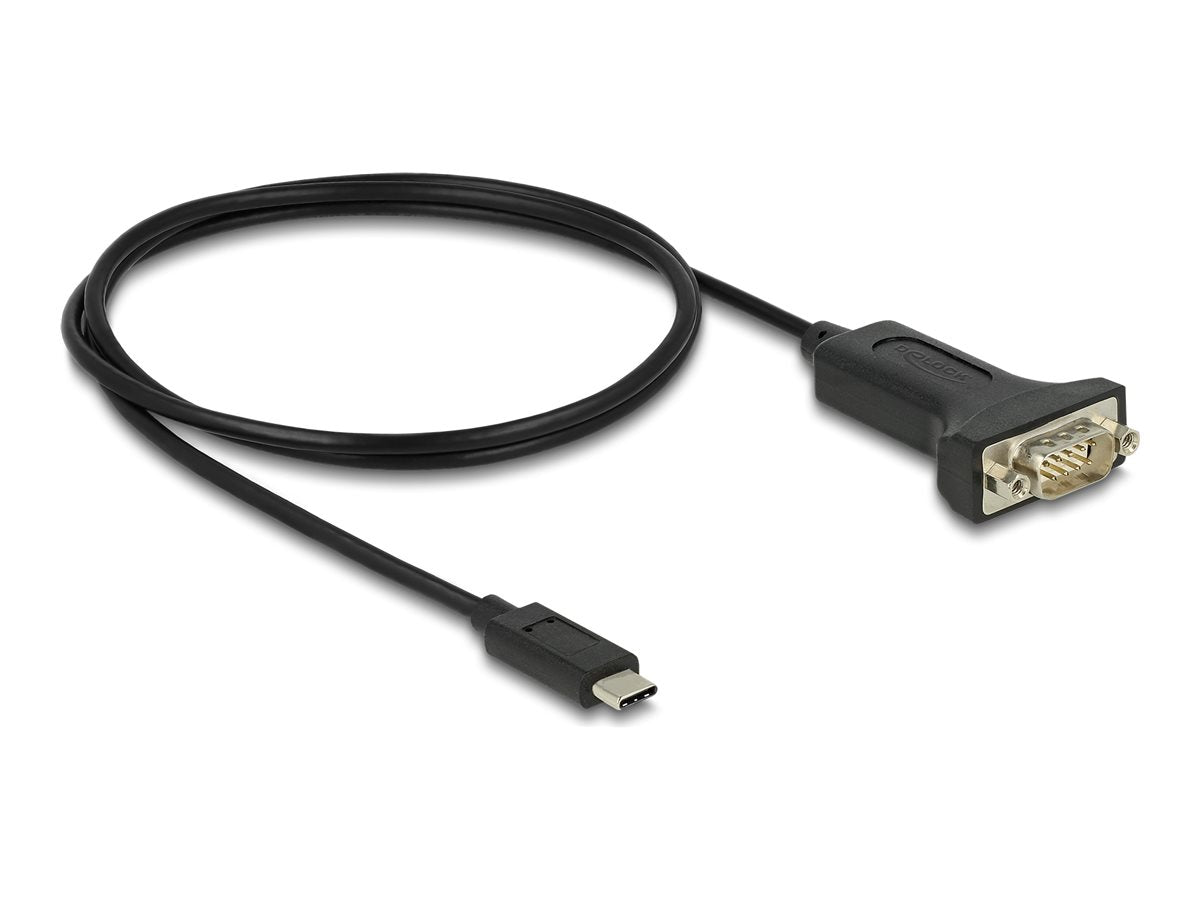 DELOCK Adapter USB Type-C zu 1 x Seriell RS-232 D-Sub 9 Pin Stecker mit Muttern 1m - Vorderansicht