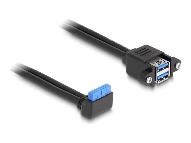 DELOCK Kabel USB 5 Gbps Pfostenbuchse 90 gewinkelt zu 2 x USB 5 Gbps Typ-A Buchse zum Einbau 50cm - Vorderansicht