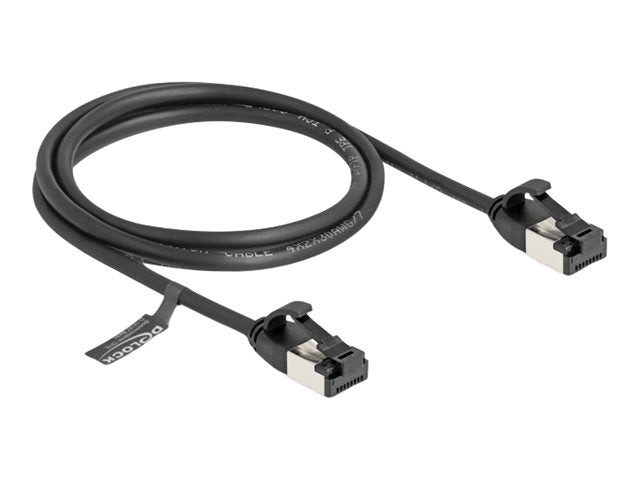 DELOCK RJ45 Kabel Stecker zu Stecker Cat.8.1 flexibel 1m schwarz - Vorderansicht