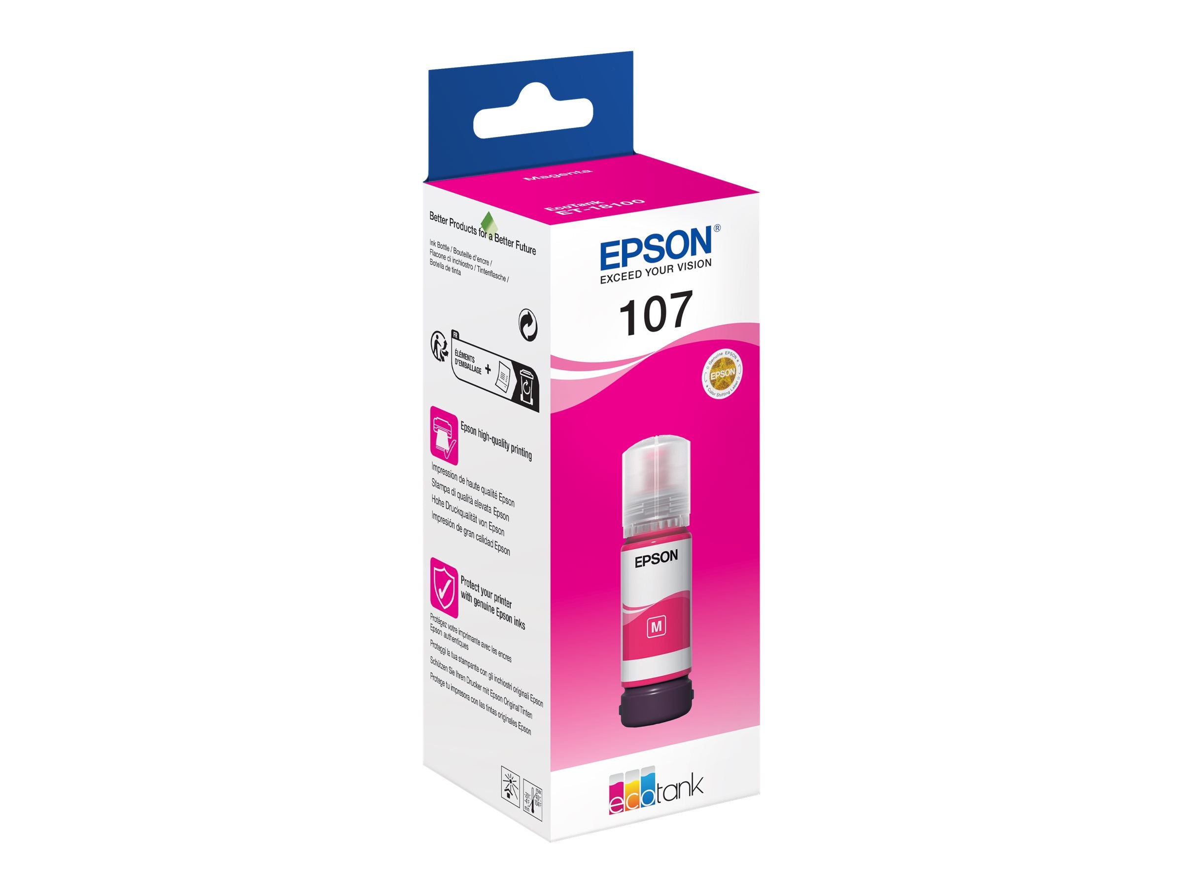 EPSON 1LB 107 EcoTank Magenta Ink Bottle Vorderansicht