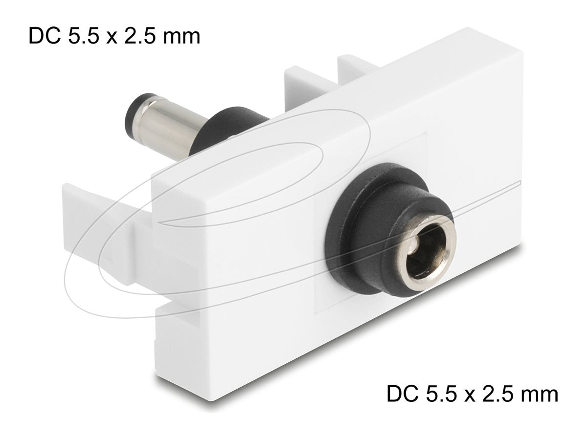 DELOCK Easy 45modul DC 5,5 x 2,5mm Buchse zu DC 5,5 x 2,5mm Stecker - Vorderansicht