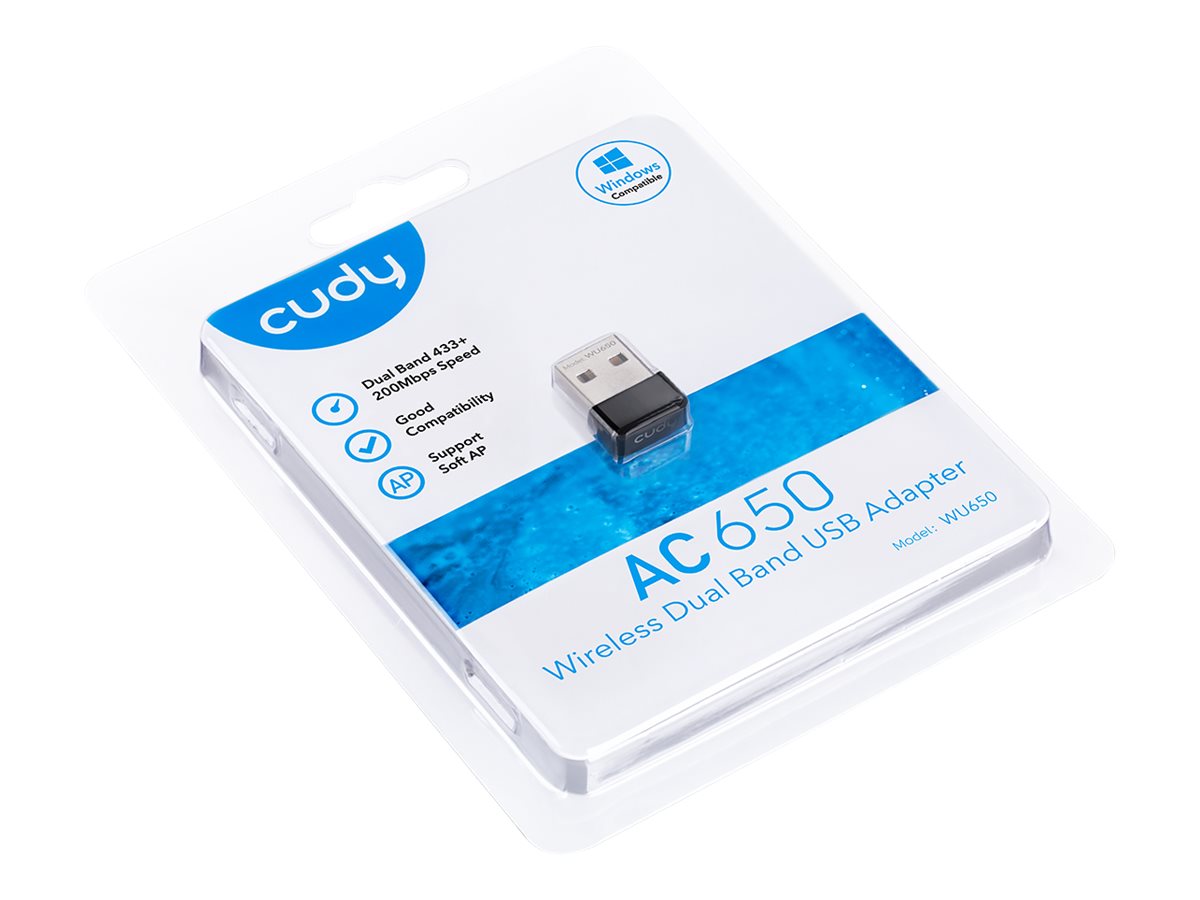 CUDY WU650 AC650 Wi-Fi Mini USB Adapter Vorderansicht