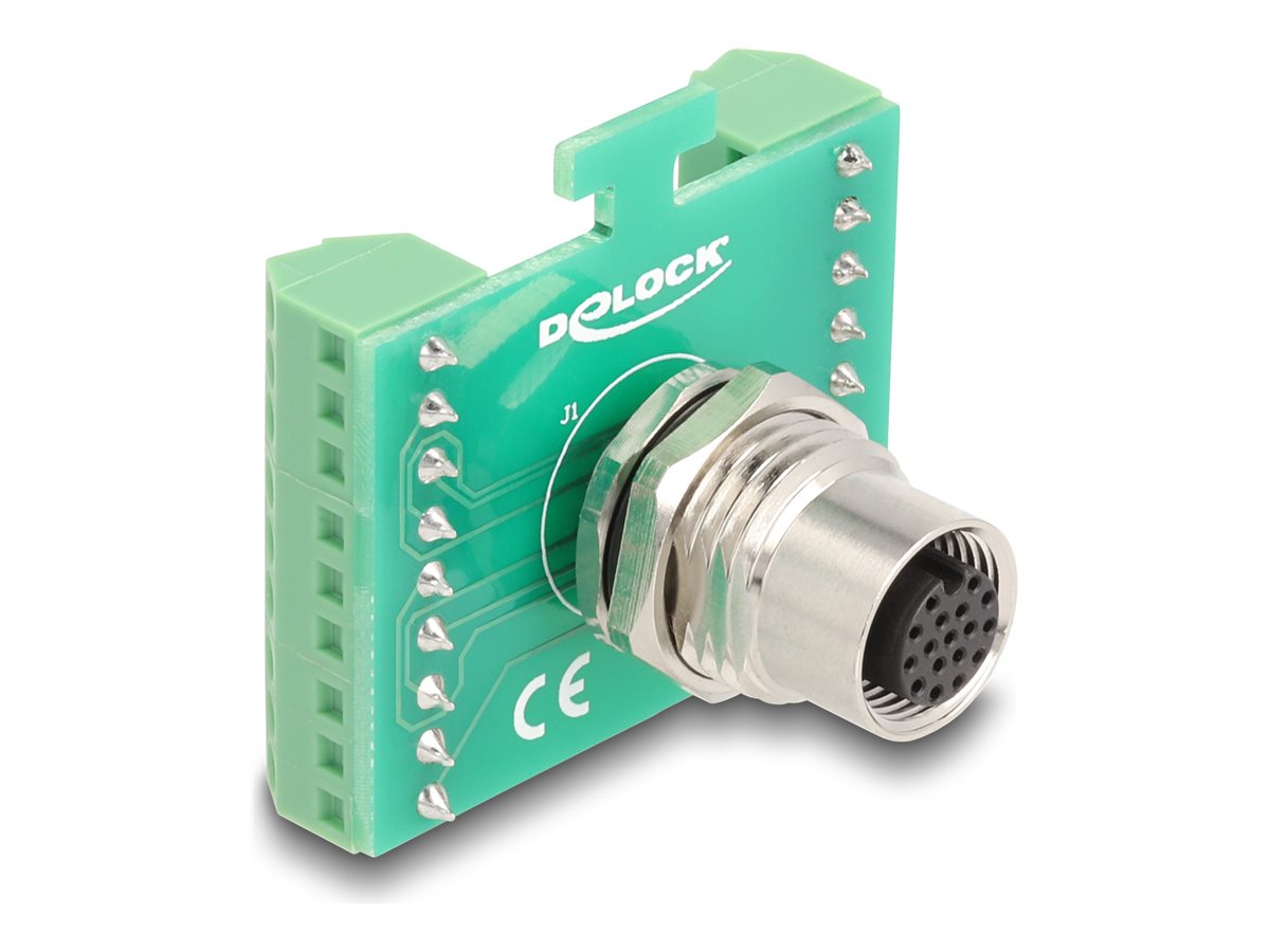 DELOCK M12 Übergabemodul Adapter 17 Pin A-kodiert Vorderansicht