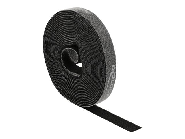 DELOCK Klettband auf Rolle L 5m x B 15mm schwarz - Vorderansicht