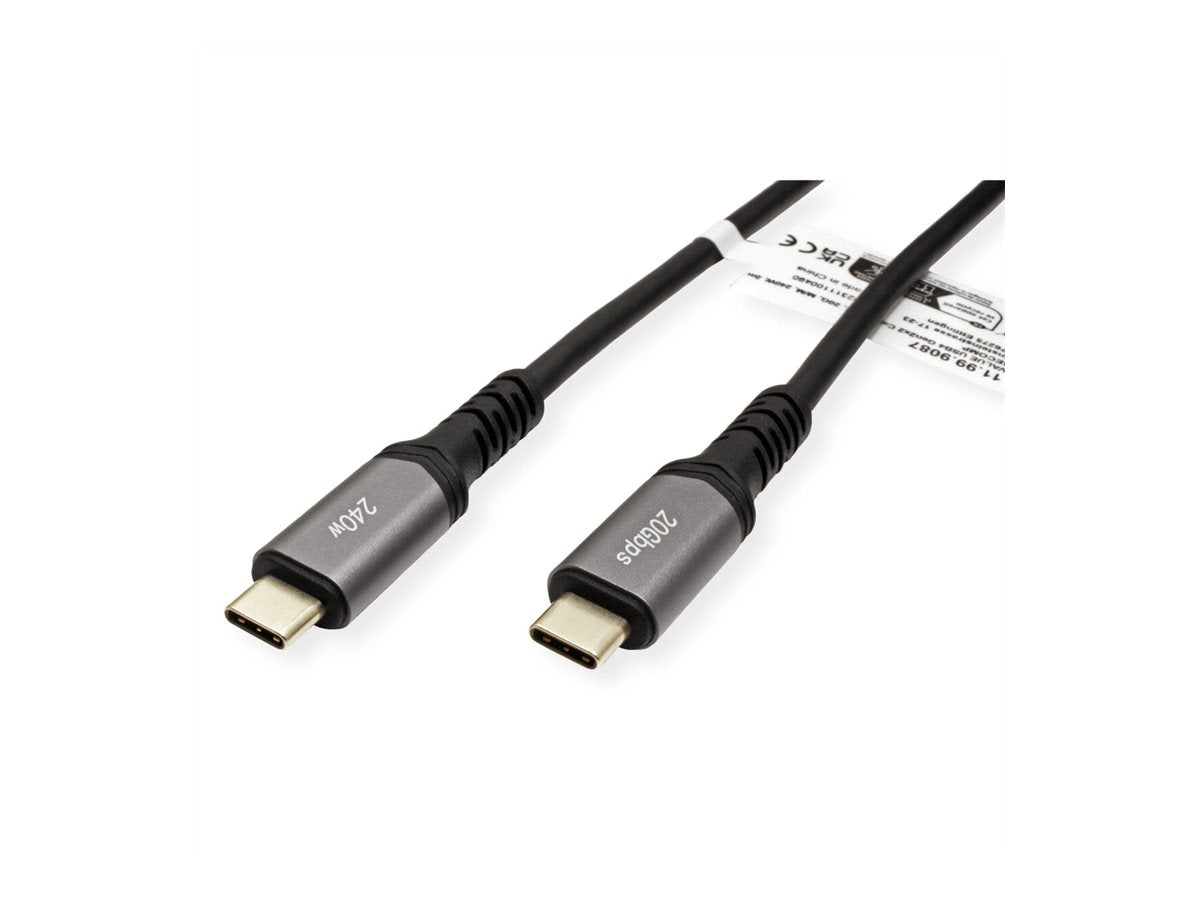 VALUE USB4 Gen2x2 Kabel C-C ST/ST 20Gbit/s 240W schwarz 2m Verpackung