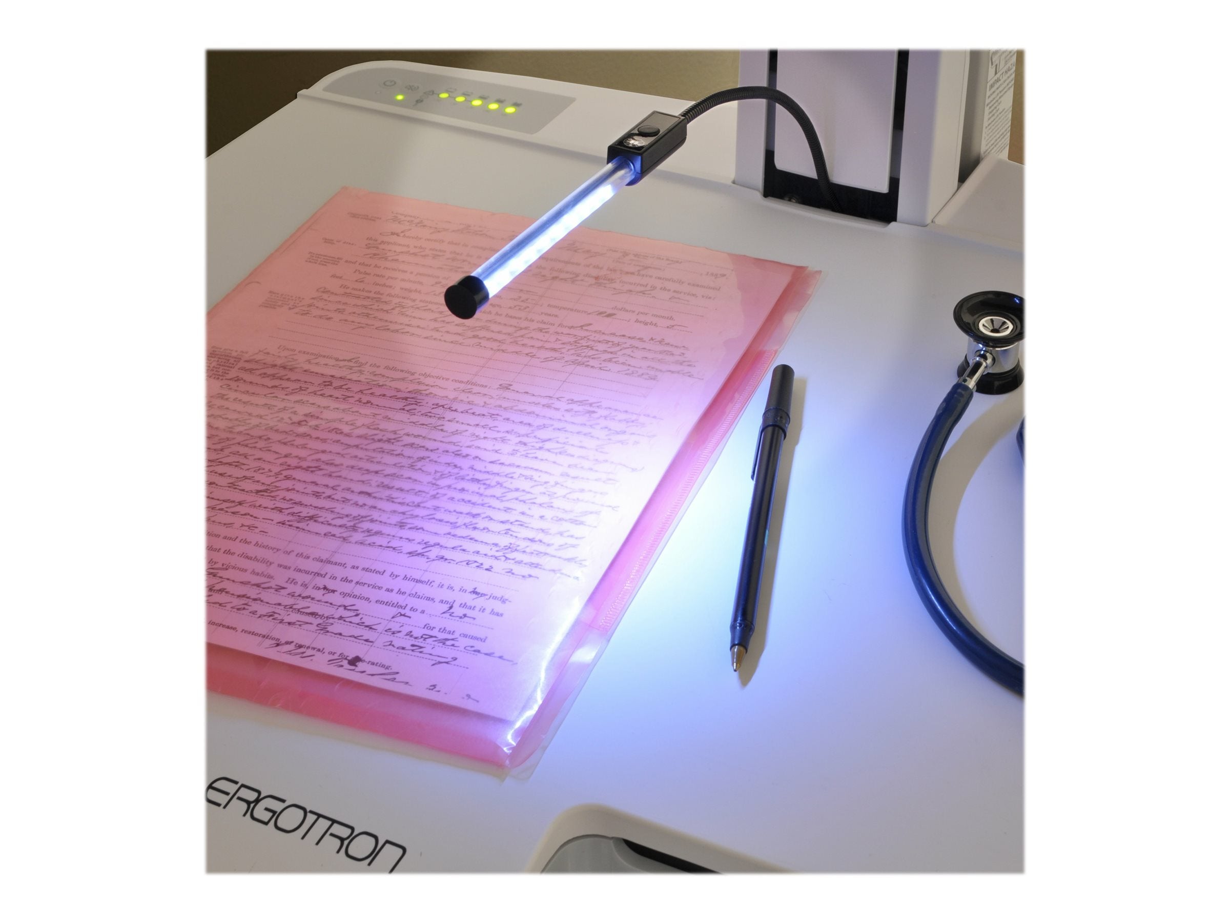 Vorderansicht der ERGOTRON SV-Arbeitsleuchte USB KIT