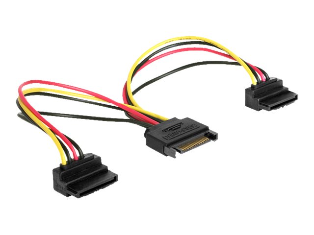 DELOCK Kabel Power SATA 15 Pin > 2 x SATA HDD mit Metallclip gewinkelt - Vorderansicht