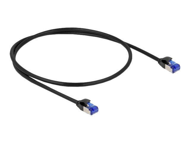 DELOCK RJ45 Netzwerkkabel Cat.6A S/FTP Slim 0,5m schwarz - Vorderansicht