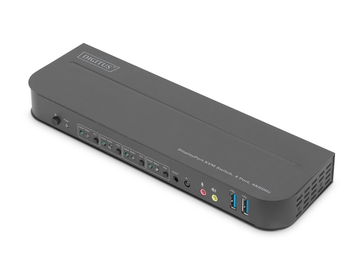 DIGITUS KVM Switch 4x1 DP DP/HDMI Out USB 4Kx2K 60Hz Rückansicht