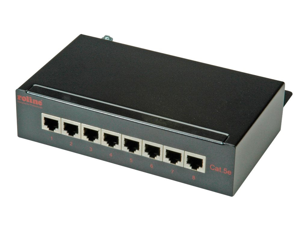 ROLINE Patchpanel 8 Ports Kat.5e Class D geschirmt schwarz - Seitenansicht