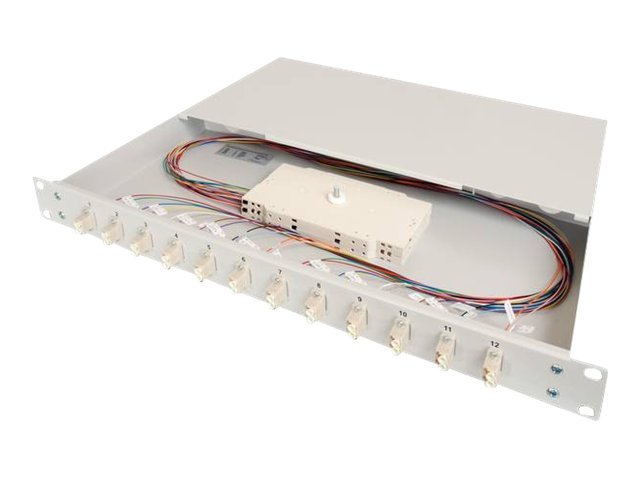 DIGITUS 48,3cm 19Zoll LWL Spleissbox ausziehbar 1HE - Vorderansicht