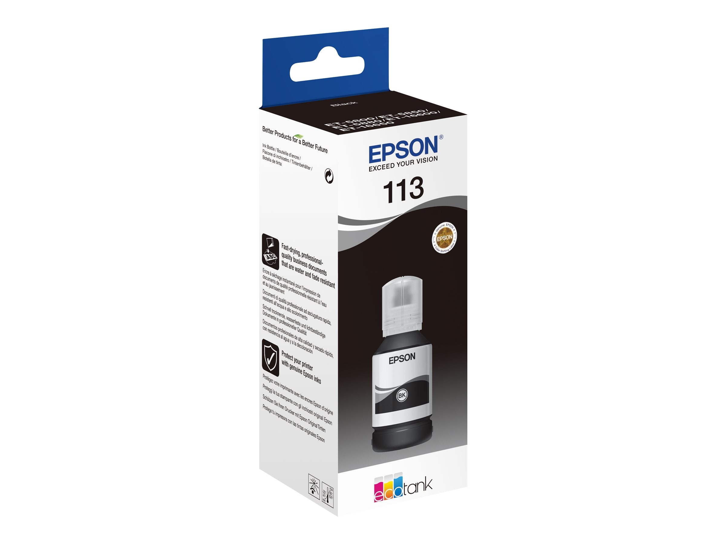 EPSON 4LB 113 EcoTank Pigment Black ink bottle Vorderansicht