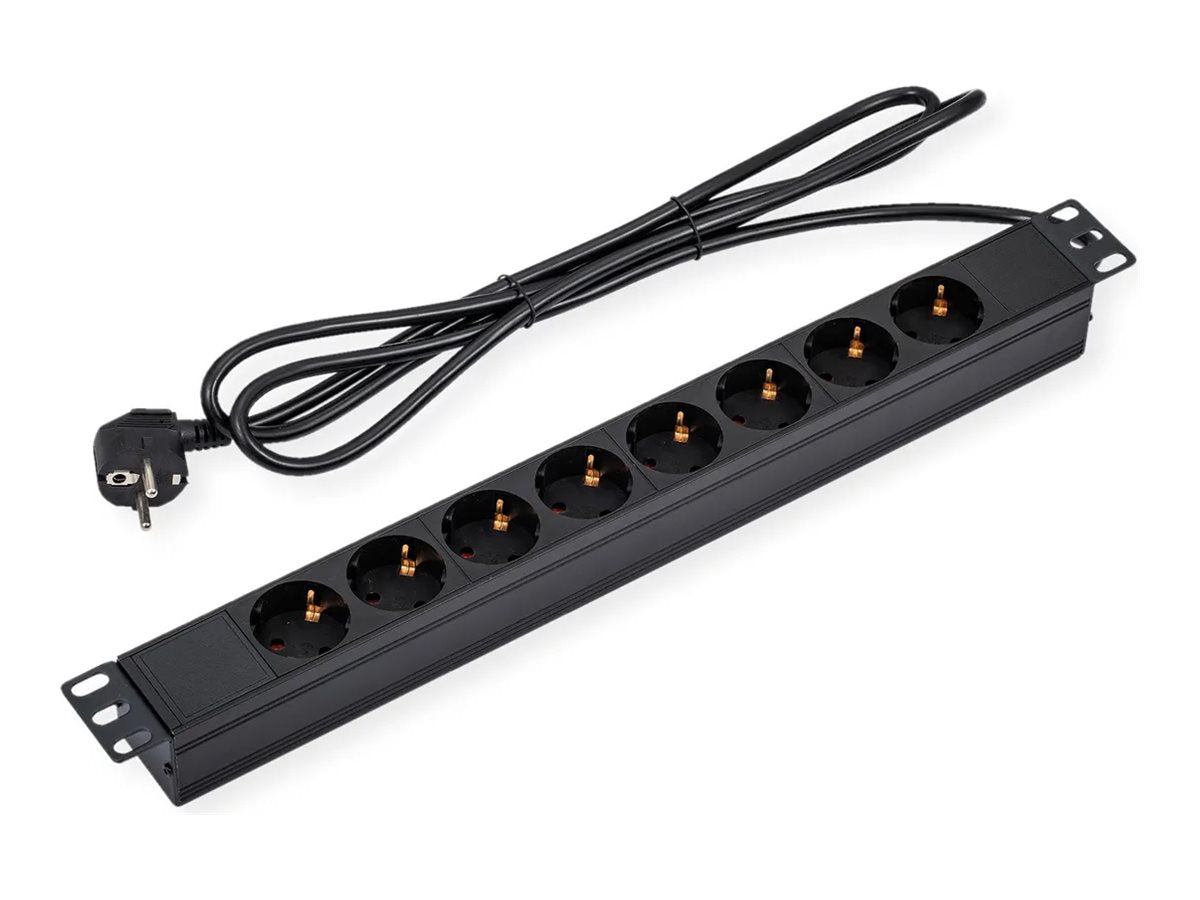 VALUE 48,26cm 19Zoll Steckdosenleiste 8fach Vorderansicht