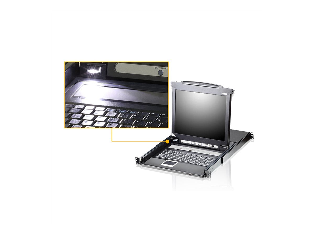 ATEN CL5708MW D 43cm wide LCD KVM Switch USB-PS/2 VGA 8 Port Tastaturlayout DE