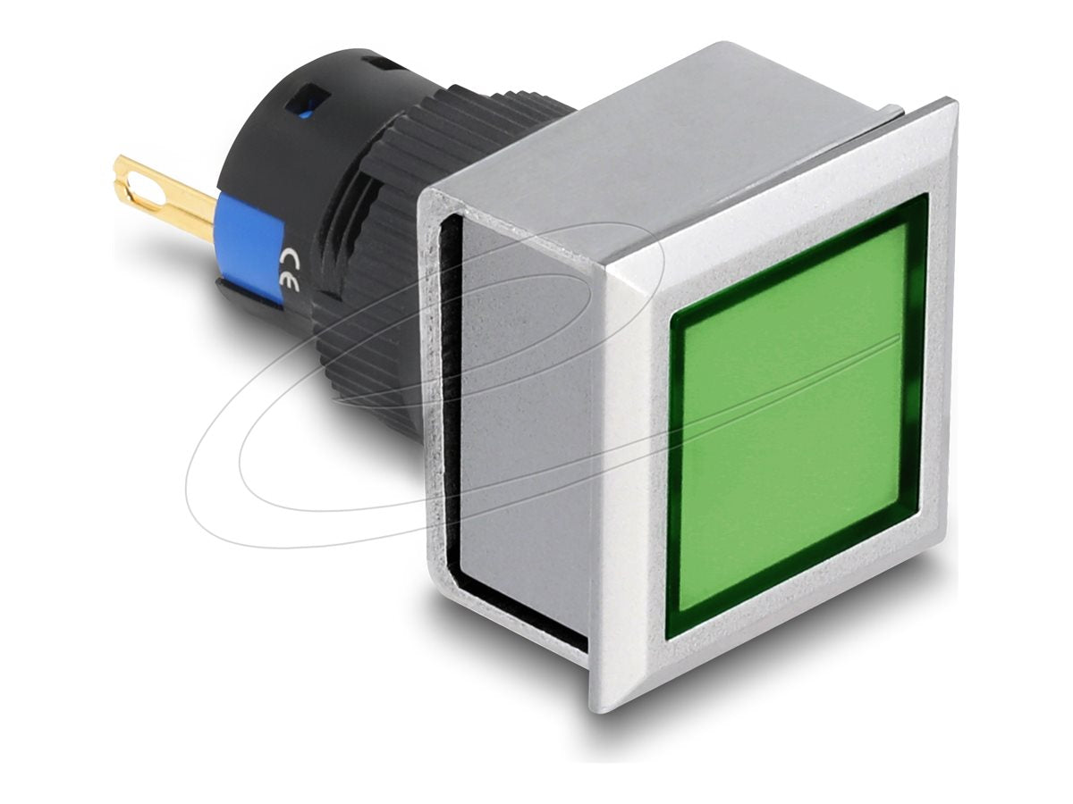 DELOCK 16mm Kunststoff Signallampe grün Lötversion viereckig - Vorderansicht