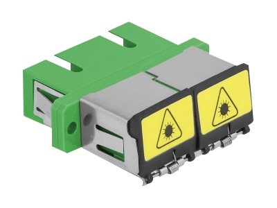 DELOCK LWL Kupplung mit Laserschutzklappe SC Duplex Buchse zu SC Duplex Buchse Singlemode grün