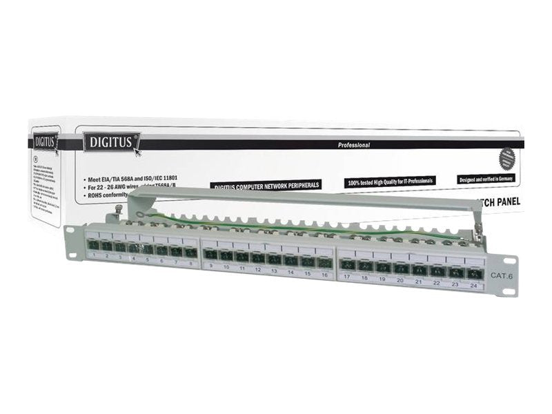 DIGITUS Patch Panel 48,3cm 19Zoll 24Port Cat6a geschirmt - Vorderansicht